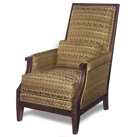 Transitional Exposed Wood Accent Chair with High Back